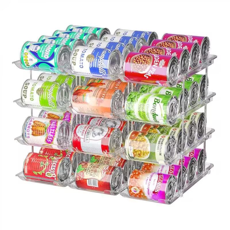 Photo 1 of *Missing some not exact number* Can Organizer for Pantry, 3 Sets 4 Tiers Can Storage Organizer Pantry,Soda Can Organizer for Fridge 48 Cans Rack Automatic Rolling Stackable Canned Food Organizer,Clear