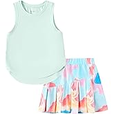 PATPAT Girls Tennis Skirt Sets Moisture Wicking Tank Tops and Pleated Skirts 2 Piece Outfits Activewear Sets 5-12 Years