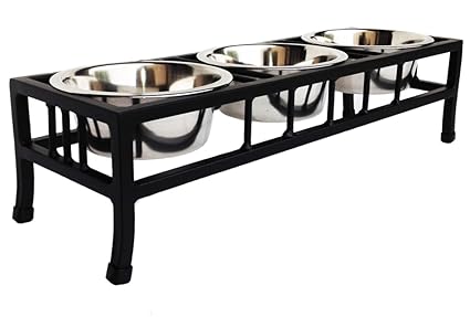 Baron Triple Bowl Dog Diner Raised Feeder Amazon Co Uk Pet