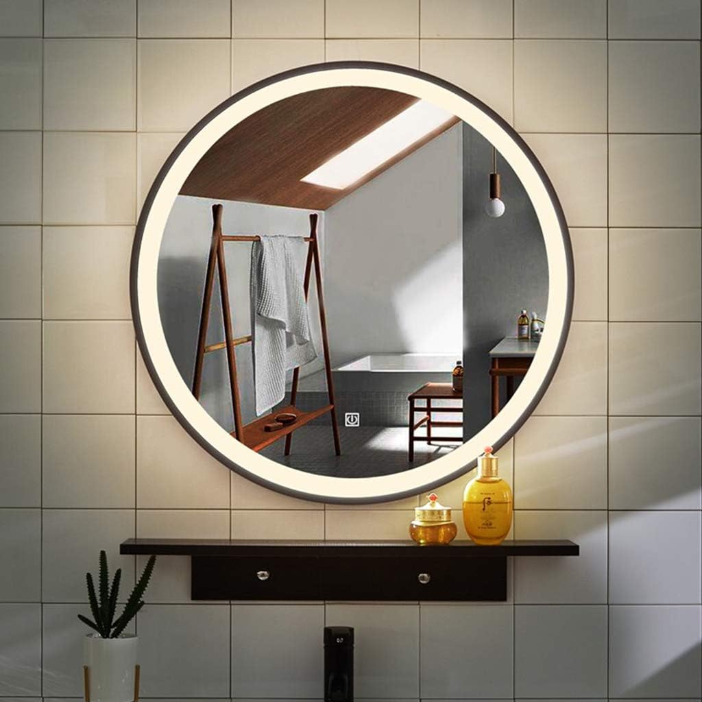 Zxxx Wall Mounted Vanity Mirror With Light Modern Circle Makeup Mirror Led Lighted Bathroom Wall Mounted Fogless Mirror For Bedroom Bathroom Warm White Amazon Co Uk Kitchen Home