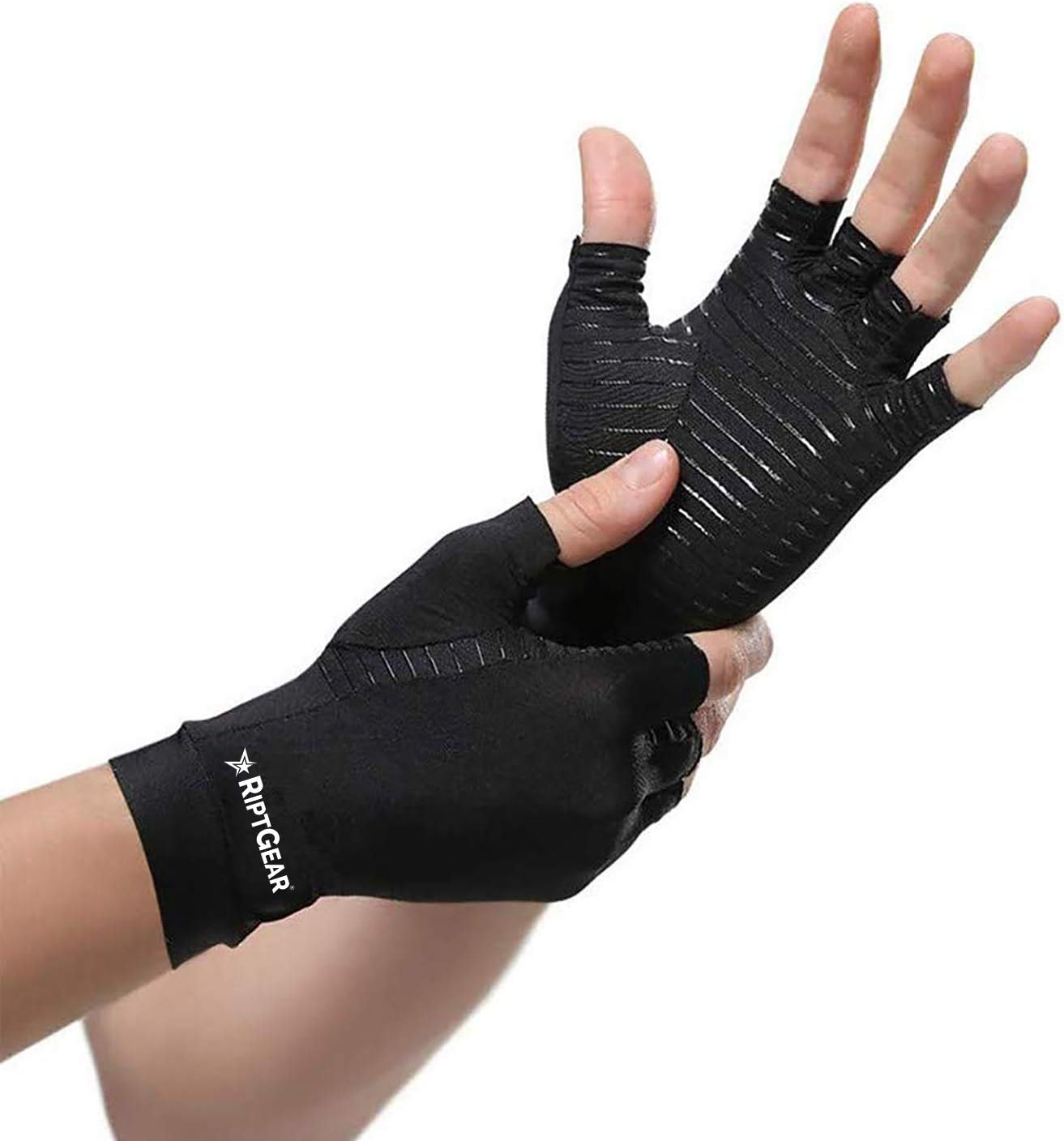RiptGear Compression Gloves for Women and Men for Arthritis (Pair) - Womens and Mens Glove for Hand Pain Golf Cycling