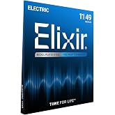 Elixir Electric Guitar Strings Nickel Plated Steel POLYWEB, 6-String, 11-49 | Medium 11-49, Nickel Plated Steel with POLYWEB Technology, Longest-Lasting Warm Tone with Comfortable Feel