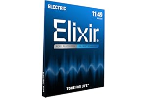 Elixir Strings, Electric Guitar Strings, Nickel Plated Steel with POLYWEB Coating, Longest-Lasting Warm Tone with Comfortable Feel, 6 String Set, Medium 11-49