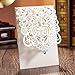 Jofanza 50pcs White Laser Cut Wedding Invitations with Rhinestone and Envelopes 5 x 7.3 Inch Lace Invitation Cards for Engagement Anniversary Quinceañera Sweet 16