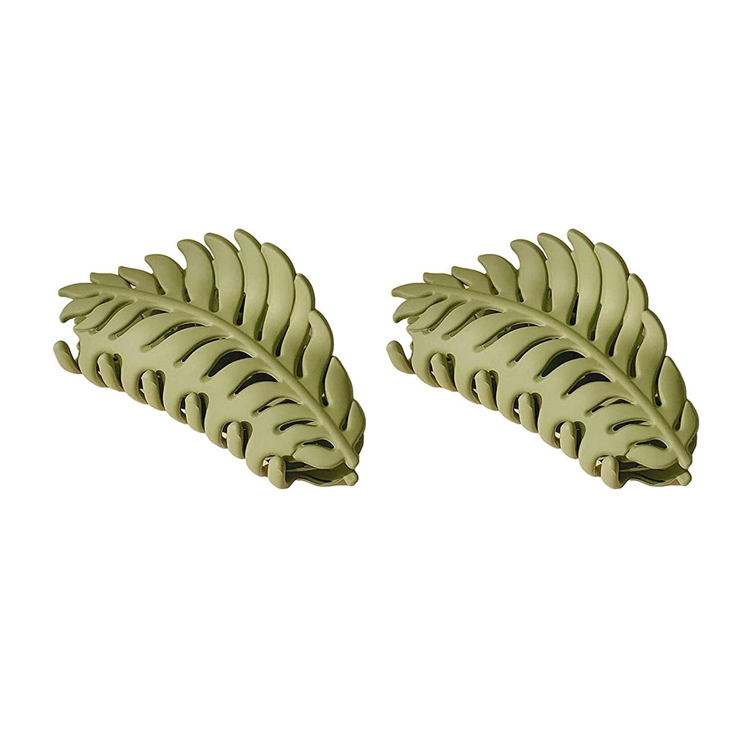 Photo 1 of 2Pcs Green Hair Clips,Leaf shaped Many Teeth Big Claw Clips,Non slip Leaves Hair Catch Barrette Jaw Clamp Hairpins for Women Girls Thin Thick Hair Clips and Barrettes Hair Accessories(3.5 Inch)