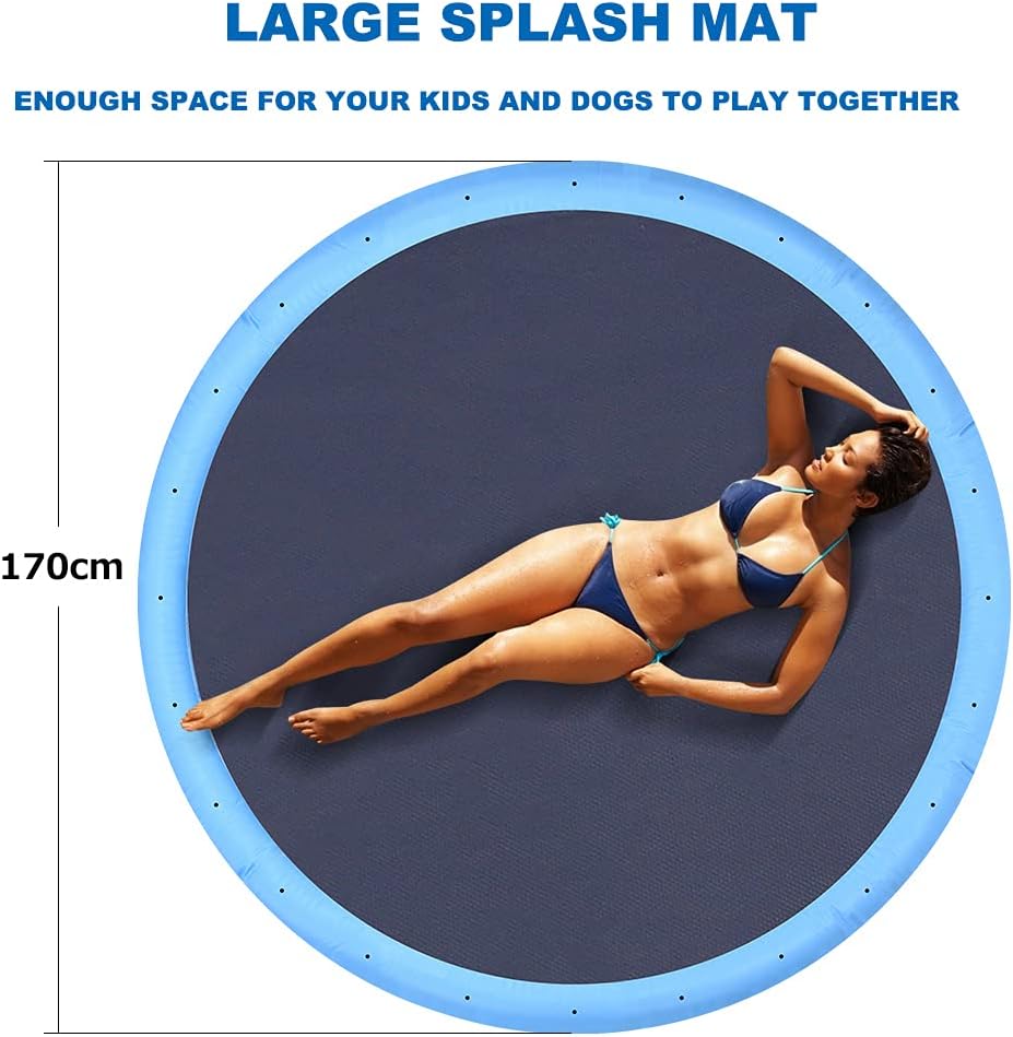 Splash Pad, Non-slip Large 67inch Sprinkler Play Mat for Kids and Pet Dog, Inflatable Water Pad Toys for Toddlers Boys Girls Adults in Garden, Beach, Yard, Summer Outdoor Water Play - Image 5