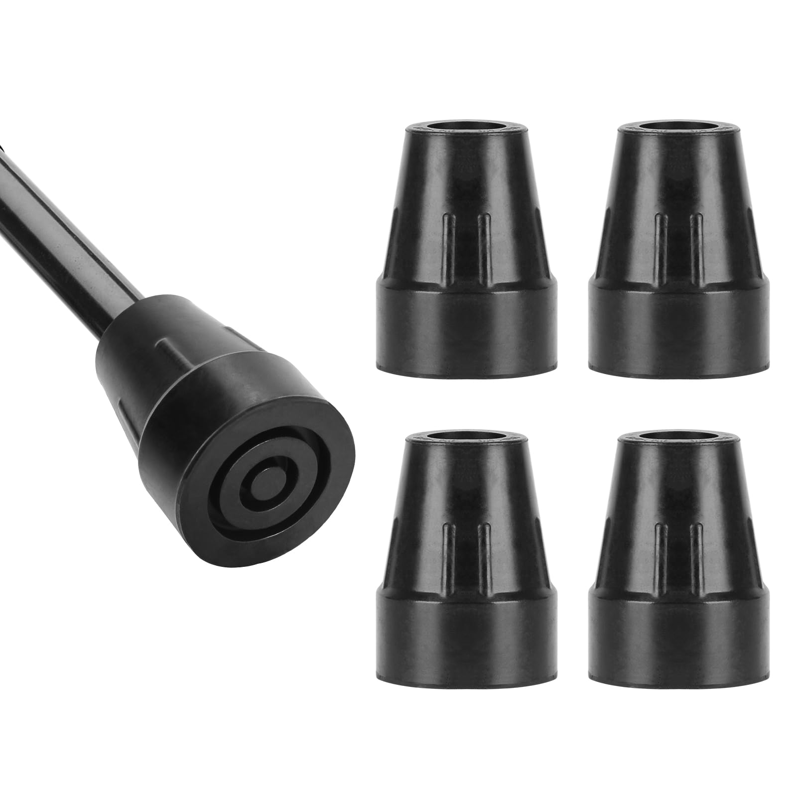 YF Rubber Walking Stick Ferrules, 19 mm Replacement Rubber Tips, Durable Non-Slip Rubber Replacement Feet Pad for Walking Cane/Crutch Tips, 4 Pack