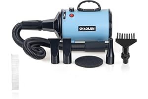 CHAOLUN High Velocity Dog Dryer Blower, Dog Grooming Dryer, Dog Blow Dryer 3.8HP, Pet Hair Dryer with Heater, Stepless Adjustable Speed, Blue