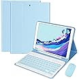 QIYIBOCASE Galaxy Tab A8 2022 Case with Keyboard and Mouse, Detachable Magnetic Keyboard Case with Mouse and S Pen Holder for 10.5" Galaxy A8 Model SM-X200/X205/X207 Tablet (Sky Blue)