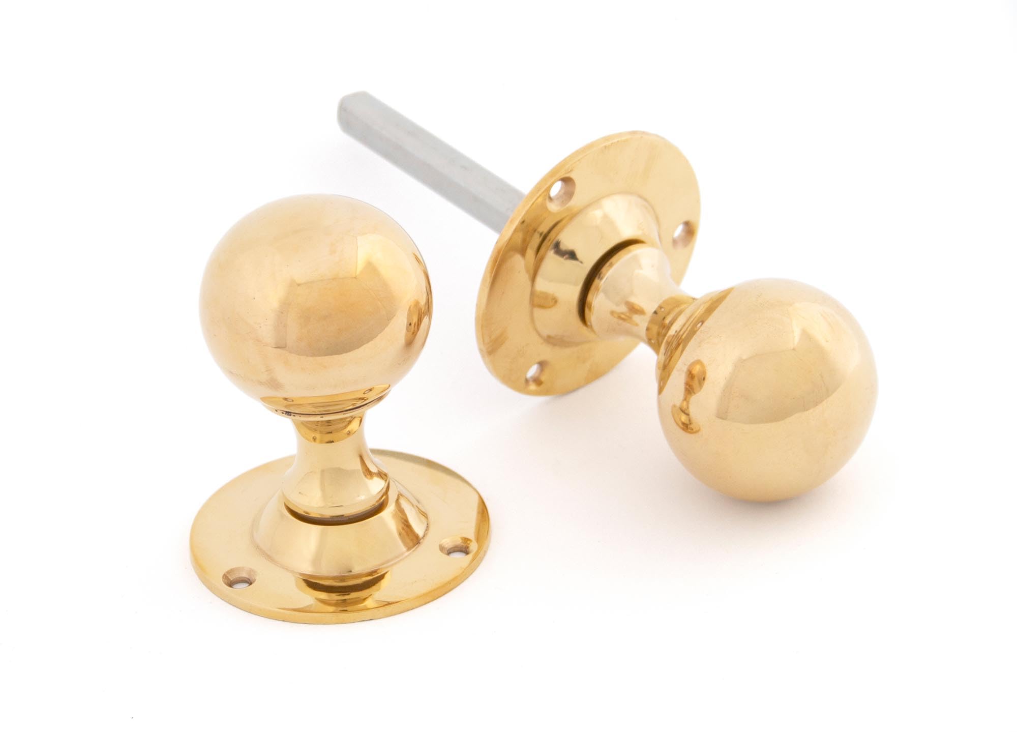 From the Anvil Polished Brass Ball Mortice Knob Set
