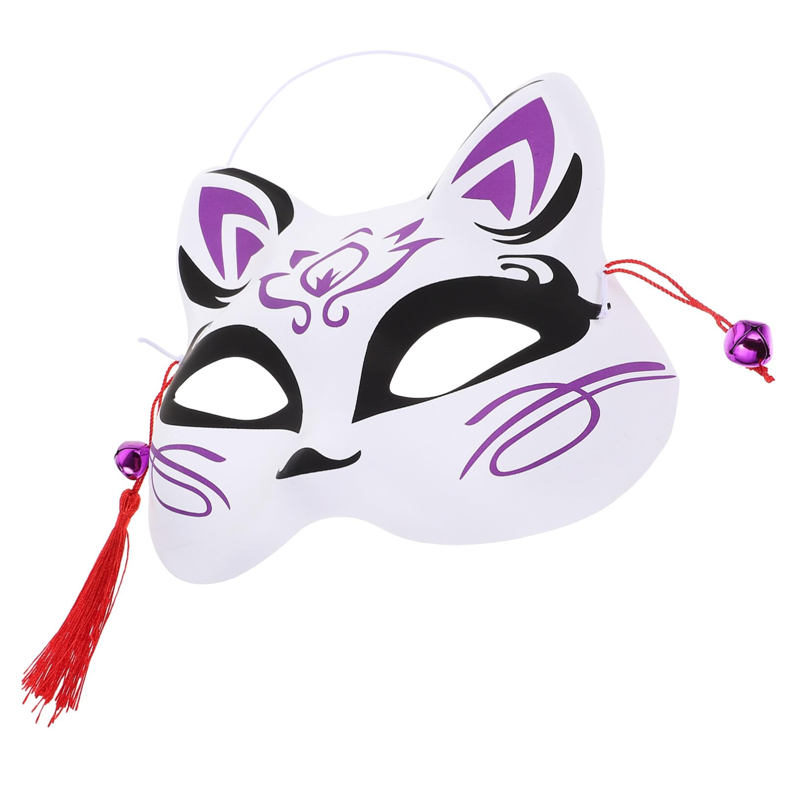 HOMSFOU Halloween Party Fox Half Face Mask Japanese Style Cosplay Animal Mask for Adults Lightweight Mysterious Fox Prop for Costume Events