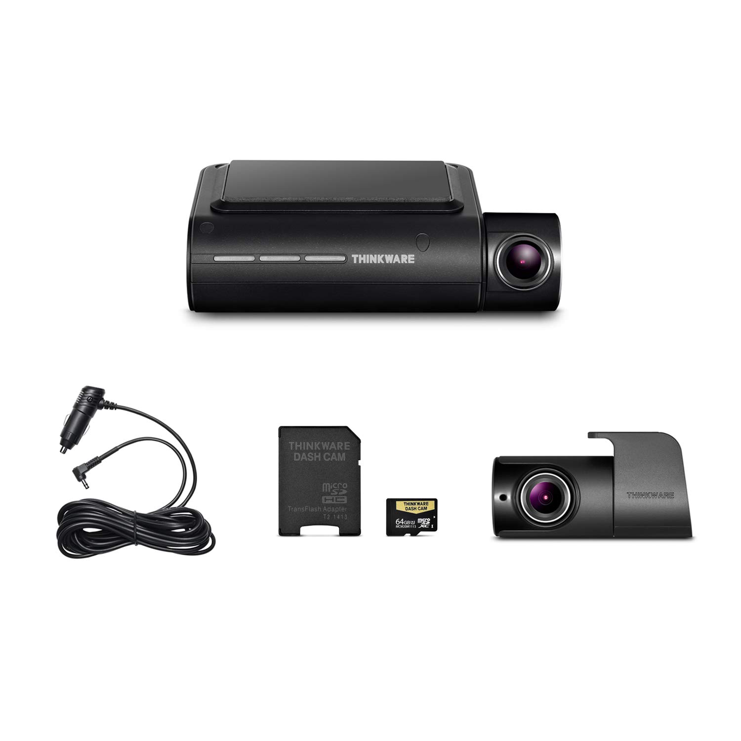 Thinkware F800 PRO Dual Dash Cam Front and Rear Full HD 1080P Sony STARVIS Super Night Vision | Cigarette Power Cable | 64GB MicroSD Card Included | Built-in Wi-Fi & GPS | Parking Mode