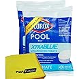 PackFusion Pool Care Bundle: 2 Pack Clorox-Pool&Spa Xtra Blue 3" Long-Lasting Chlorinating Tablets Individually Wrapped Bundle with PackFusion Microfiber Cloth