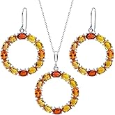 Gem Stone King 21 ctw Multi-Color Oval Sapphire 925 Sterling Silver Earring and Necklace Jewelry Set