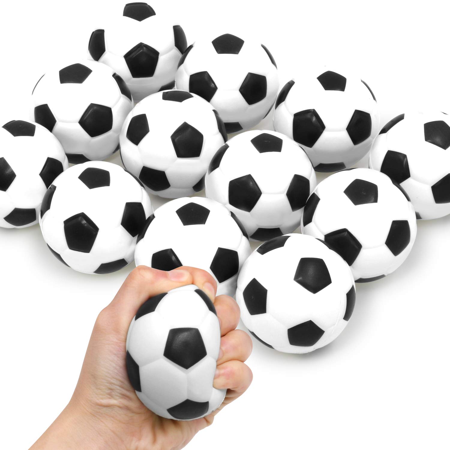 NOVELTY PLACE Stress Balls Squeeze Football - Soft Foam Sponge Balls Grip Strength Training, Relaxation Gadgets, Fidget Toys, Party Favors for Adults & Kids (12 Pack)