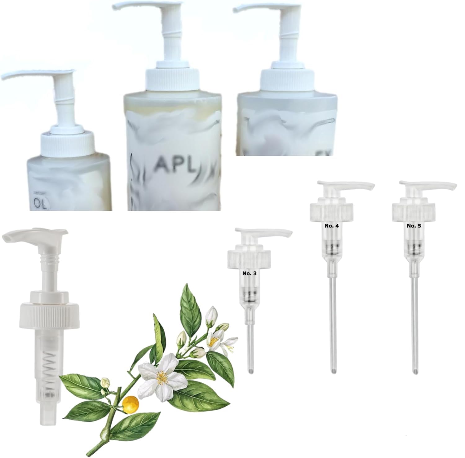 Dispenser Pumps Compatible with Olaplex No. 4 Shampoo, No. 5 Conditoner, No. 3 Treatment, 100ml/250ml Size Bottles, Pumps Only, Ultra Essentials (Three White Pumps, 100ml/250ml)