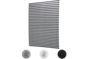 LUCKUP 2 Pack Cordless Light Filtering Pleated Fabric Shade,Easy to Cut and Install, with 4 Clips (36"x72"- 2 Pack, Grey)