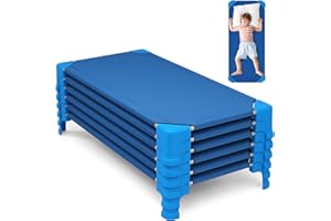 KOTEK Stackable Daycare Cots for Kids, Portable Children Nap Cots, 53" L x 24" W, Ready-to-Assemble, Space Saving Toddler Sle
