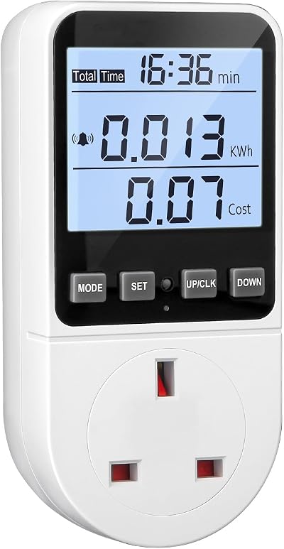 MECHEER Power Meter Electricity Usage Monitor 8 Modes with Backlight LCD