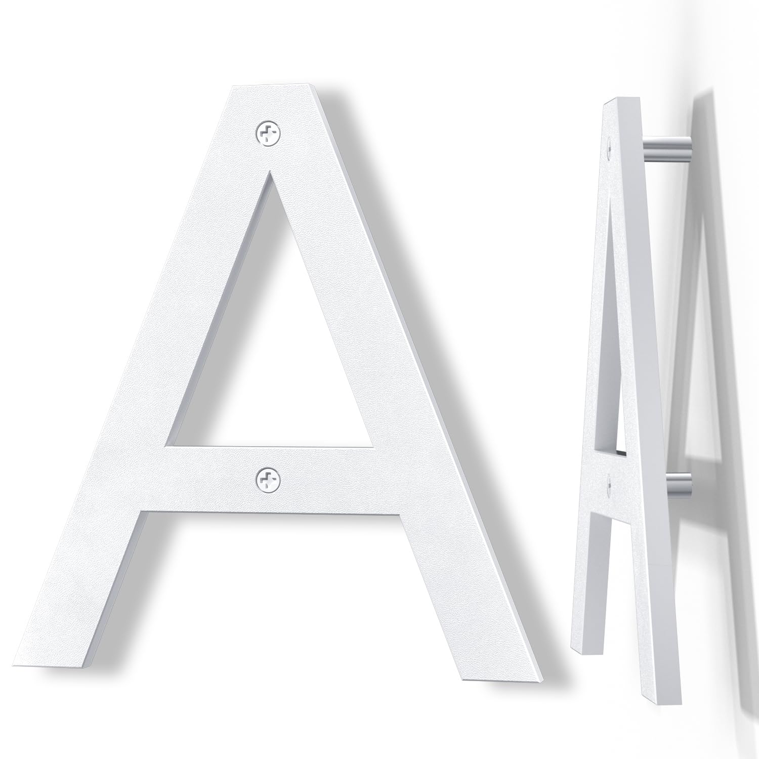 Yafimea 8 Inch White House Numbers, Large Floating Screw On Numbers with 3D Shadow Effect for Outside Wall Fence Gate, Weatherproof ABS Plastic (A)