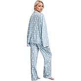 TIKITIDES Womens 2 Piece Fruit Floral Pajamas Button Down Pajama Sets Cute Long Sleeve Wide Leg Soft Pjs Loungewear