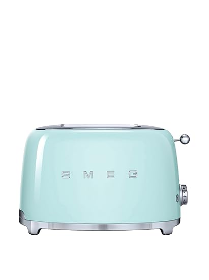 SMEG Tostador TSF02PGEU, 1500 W, Acero Inoxidable, 4 Ranuras, Verde Pastel
