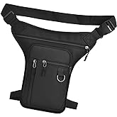 Drop Leg Bag Outdoor Thigh Bag Waist Pack Zip Closure Excellent Workmanship for Men Women Waterproof PU Material, Black