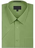 Men's Solid Color Regular Fit Button Up Premium Short Sleeve Dress Shirt