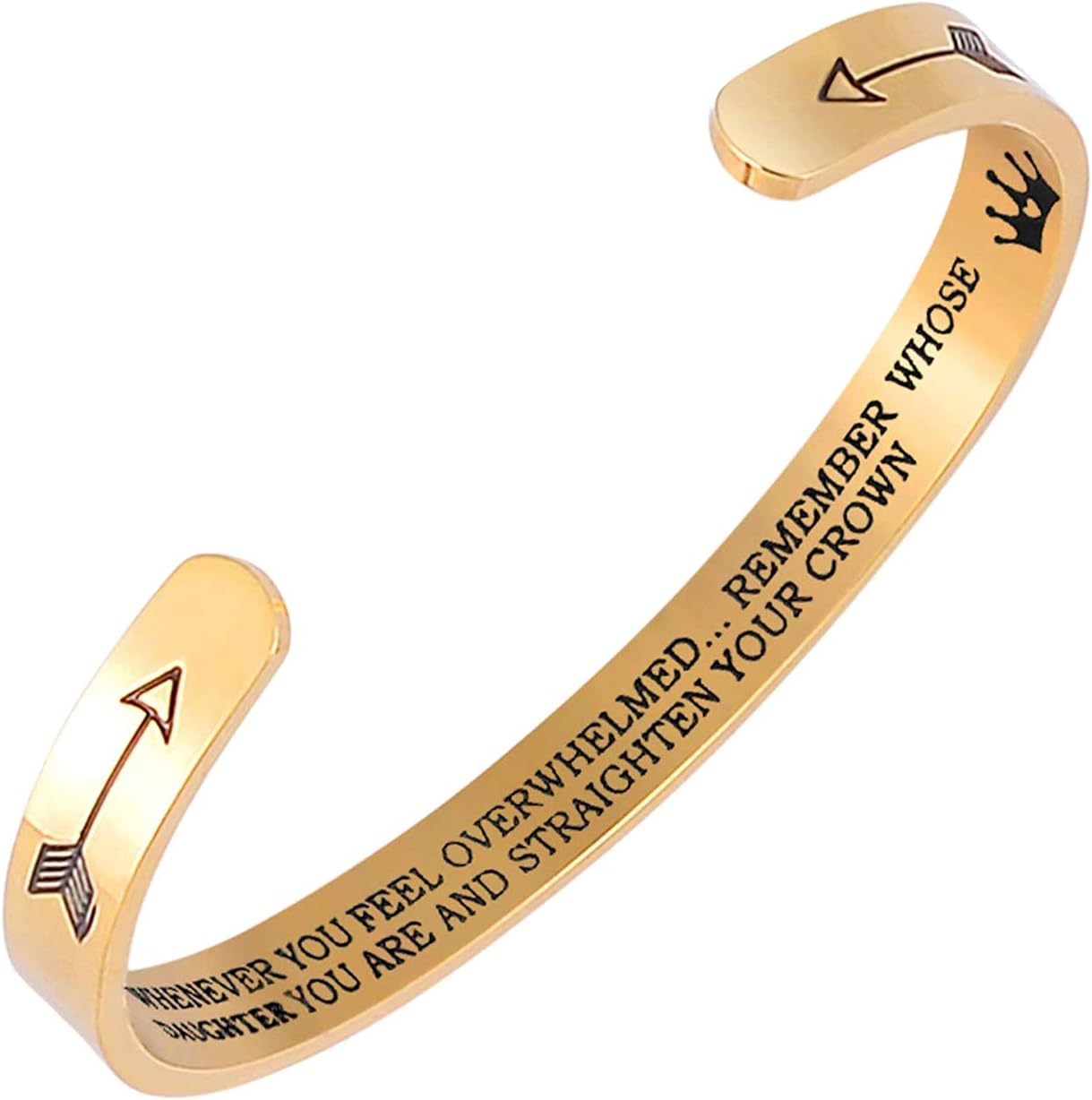 Jeracol Bangle Engraved Straighten Your Crown Inspirational Bracelet Stainless Steel Engraved Cuff Bangle Bracelet Personalized Gift for Mom Daughter Teen Girls