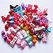 Hixixi 50pcs/pack Cat Small Dog Puppy 3D Mini Size Hair Bows Multicolor Rhinestone Beads With Rubber Bands Pet Hair Accessories Mix Color Random