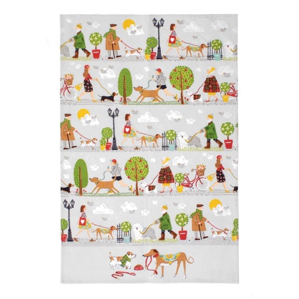 Ulster Weavers Cotton Tea Towel - Walkies (100% Cotton, Green)