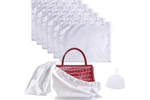 AOFEGRLT 6 Pack Dust Bags for Handbags, Shoe Dust Bags for Purses, Silk Cotton Purse Cover Storage Bag(White, M-19.6 × 15.7 in)