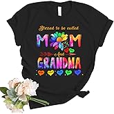 IZI POD Personalized Mom and Grandma Shirt with Kids' Names – Colorful Heart Family T-Shirt Gift for Women, Nana, Mimi, Gigi – Mother’s Day, Birthday, Custom Floral Rainbow Tee