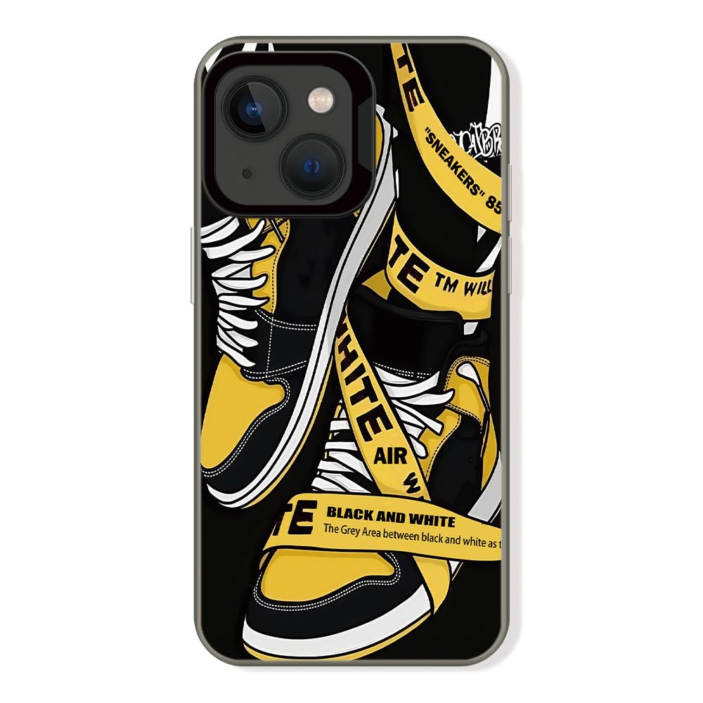 Cairiocoin Sports Shoes Brand Phone Case Compatible with iPhone 15 Case 6.1 inch, Cool Ins Off Classic Sneakers White or Black Label Aesthetic Non-Slip Shockproof Drop Protection Cover