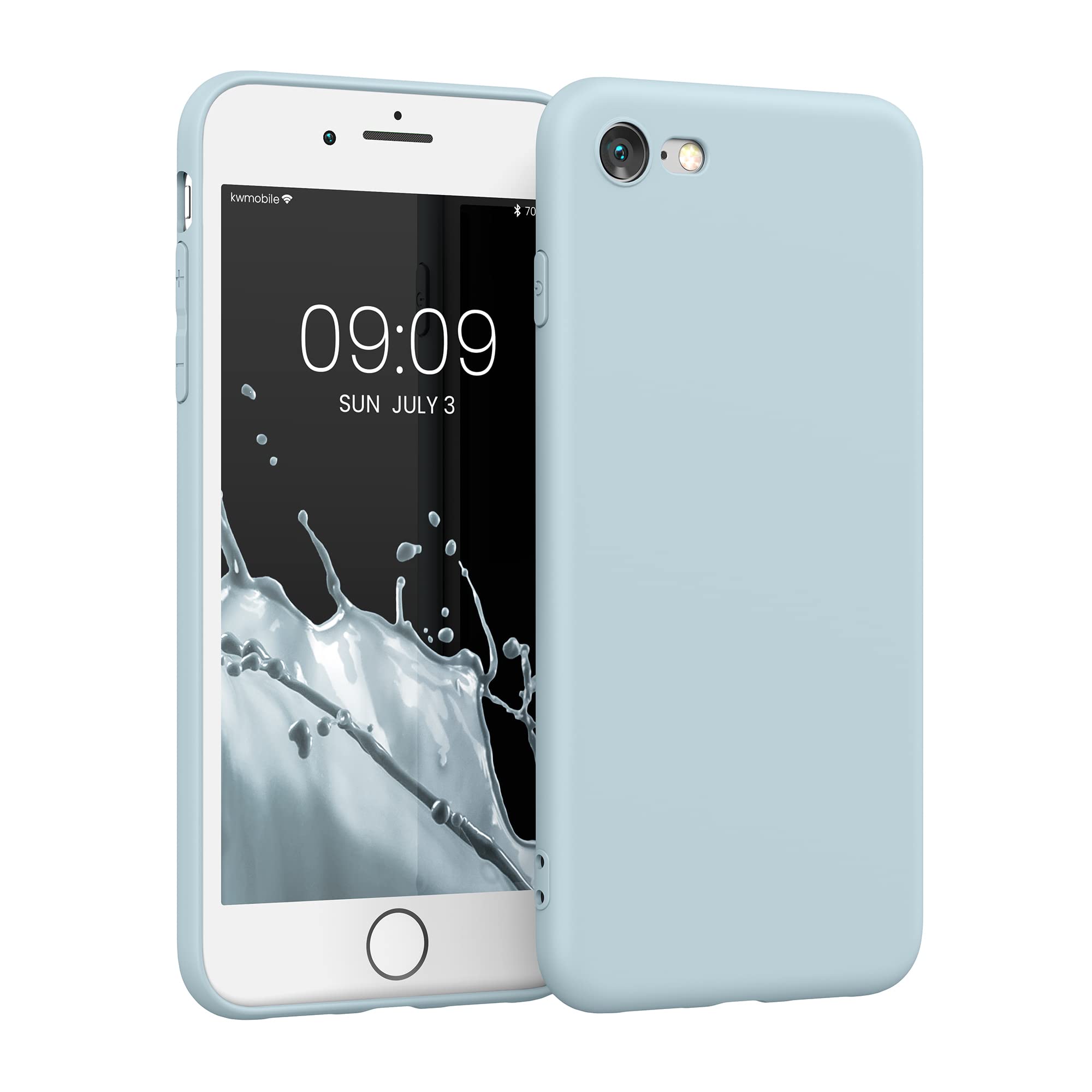 kwmobile Case for Apple iPhone SE (2022) / SE (2020) / 8/7 Case - Protective Slim TPU Phone Cover - Soft Matte Finish - Pastel Blue