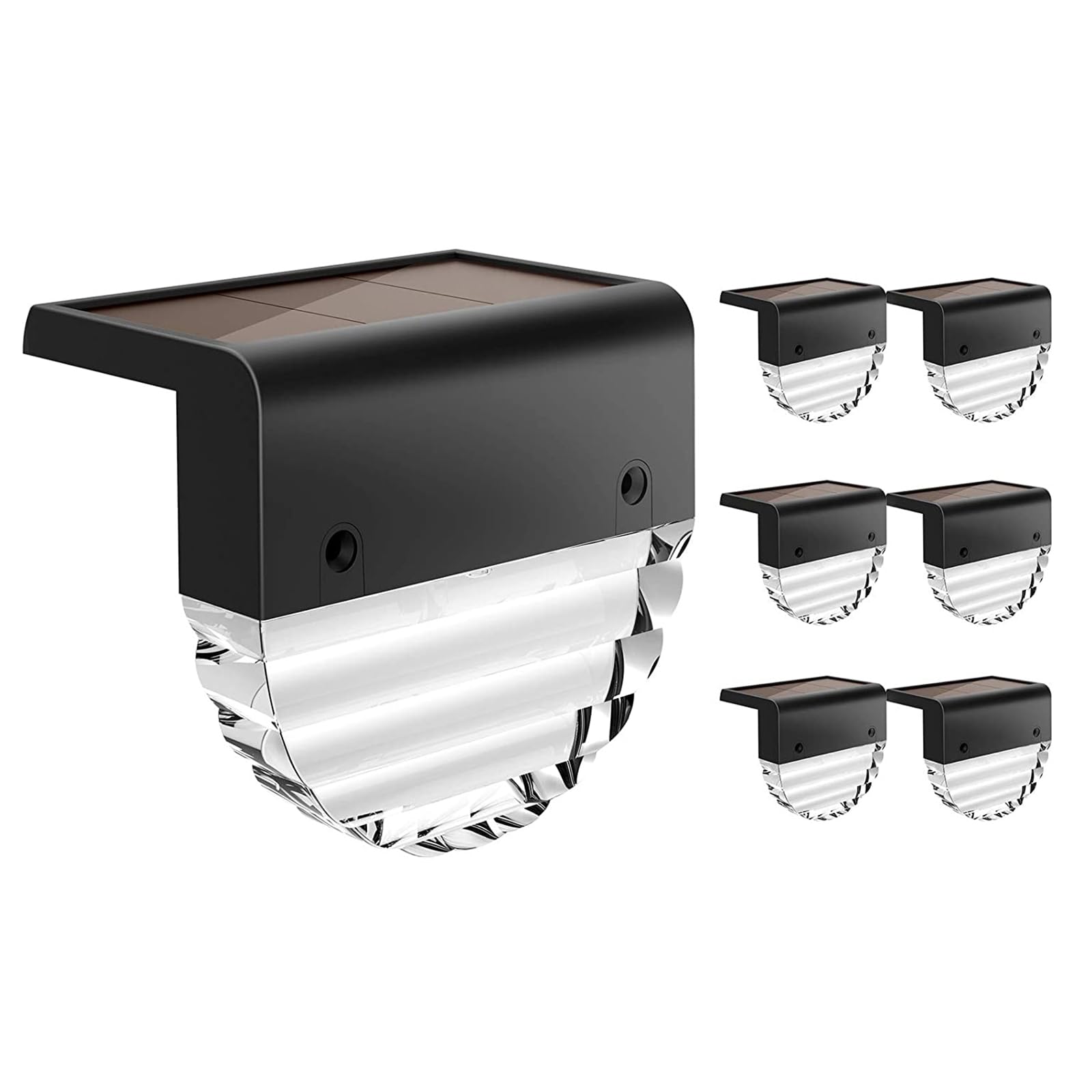 Moman Solar Lights, 6 Pack Outdoor Garden Warm White & RGB Color Changing IP55 Waterproof for Fence Steps Stairs Yard, Solar-Fence-Light-Outdoor-LED (SFL2 Horizontal Ripple)