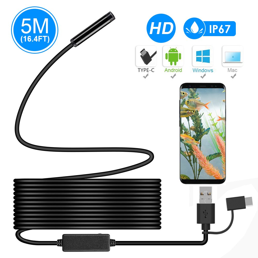Endoscope, ihong Android OTG 5M Waterproof Snake HD Video Inspection Camera Endoscope Borescope