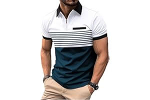 ROOMLINE Men's Polo Shirts 2025 Short Sleeve Casual Polo T Shirt Color Block Slim Fit Golf Shirts with Pocket