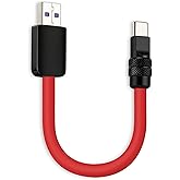 chubbycable Color Block Chubby 120W Short USB C Cable Power Bank Fast Charging Cable Silicone Charger Cord Compatible with iPhone 17-15 Series iPad, Red+Black, USB-A to Type-C, 1.64FT