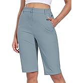 Hiverlay Women's Golf Bermuda Shorts 13" Knee Length Quick Dry Long Hiking Camping Shorts for Summer with 5 Pockets