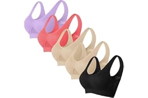 SINZELIMIN 5Pack Everyday Bras Women Plus Size Push up Sport Bra Hollow Comfort Seamless Breathable Bralettes Corset Underwear