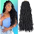 Faux Locs Crochet Hair 18 Inch Soft Locs 6 Packs Crochet Hair Pre-looped Soft Goddess Locs Curly Wavy Crochet Braids Hair For Women Synthetic Crochet Hair Extension(18 Inch, 1B#)
