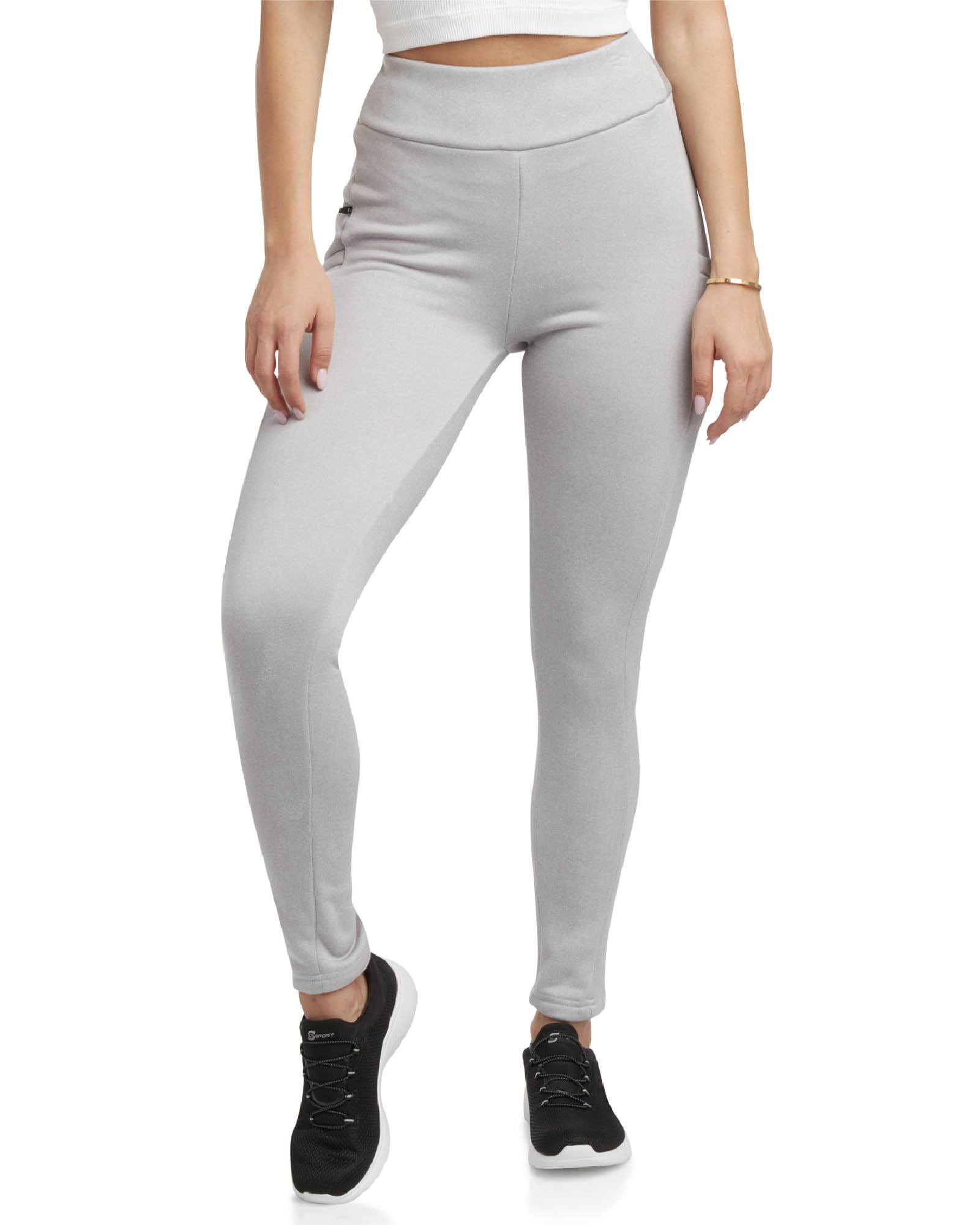 Photo 1 of Spyder Women’s Active Leggings - Soft Fleece Bonded Tights with Zip Stash Pocket High-Waisted Leggings for Women (Sizes:S-XL), Size Large, Light Heather Grey 