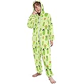 Anyangquji Unisex Hooded Onesie Pajamas Zip Jumpsuit With Pocket Homewear Sleepwear