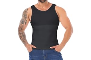 Gleefeat Mens Shapewear Slimming Body Shaper Compression Shirt Tummy Control Undershirt Abdomen Gynecomastia Tank Top Vest