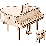 LRIGYEH DIY Music Box 3D Wooden Puzzle Model Kit - Piano, Hand Crank Engraved Musical Box, Brain Teaser and Educational STEM