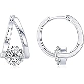 EONFUN Twist Moissanite Hoop Earrings for Women, 1CT D Color Moissanite VVS1 Clarity 925 Sterling Silver Twist Hoop Earrings for Mom Birthday Christmas Gifts