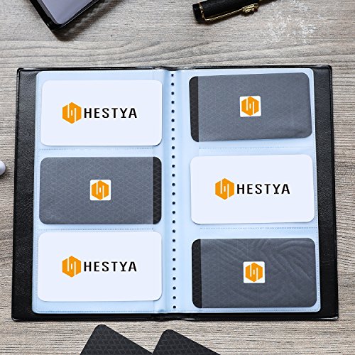 Hestya 1 Business Card Organizer Book and 2 Pack Mesh Card Holder Display Collection Organizer Capacity 50 Cards for Desk Office - Thumbnail 6