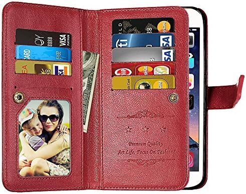 Samsung Galaxy J7 2017 Wallet Case,Galaxy J7 V,J7 Perx,J7 Prime,J7 Sky Pro,New Luxury 9 Card Slots Leather Wallet Flip Stand Holder Holster Protective Case Cover for Samsung Galaxy J7 2017 (Brown)