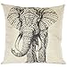 Cute Grey Elephant Cotton Linen Decorative Throw Pillow Case Cushion Cover 18 